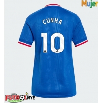 Camiseta Manchester United Matheus Cunha #10 Visitante Equipación para mujer 2026-27 manga corta